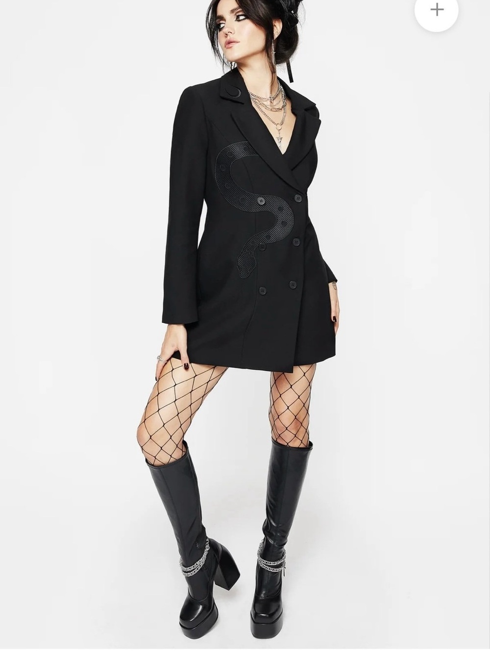 NWT Disturbia Slither Snake Embroidered Black Blazer Mini Dress Sz 8 Goth